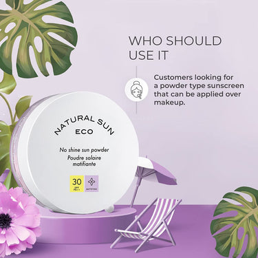 The Face Shop Naturalsun Eco No Shine Sun Powder| Unisex Sunscreen with SPF 30, PA ++| Mattifying, sweat resistant powder for advanced sun protection| Suitable for all skin types, ideal for sensitive and acne prone skin, 13gm